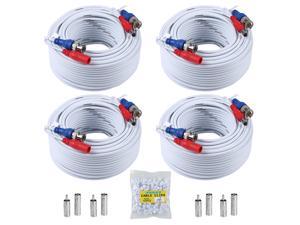 ANNKE (4) 30M/ 100ft All-in-One BNC Video Power Cables, BNC Extension Wire Cord for CCTV Camera DVR Security System (4-Pack, White)