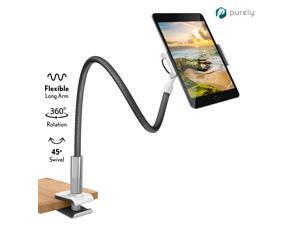 Purely Gooseneck Phone and Tablet Holder Deluxe | 39” Flexible Arm with Clip Mount 4" to 12.9" Devices - Compatible with iPad Pro, Mini & Samsung Galaxy Tab - Desk, Bedside, Headboard Stand 1 & 2 Pack Purely Gooseneck Phone and Tablet Holder Deluxe | 39” Flexible Arm with Clip Mount 4" to 12.9" Devices - Compatible with iPad Pro, Mini & Samsung Galaxy Tab - Desk, Bedside, Headboard Stand 1 & 2 Pack