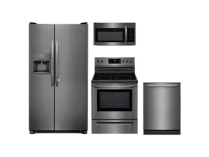 Frigidaire 4-Piece Kitchen Set FFSS2615TD with 36 Side by Side Refrigerator, FFEF3054TD 30 Electric Range, FFMV1645TD 30 Over-the-Range Microwave, FFID2426TD 24 Dishwasher in Stainless Steel Frigidaire 4-Piece Kitchen Set FFSS2615TD with 36 Side by Side Refrigerator, FFEF3054TD 30 Electric Range, FFMV1645TD 30 Over-the-Range Microwave, FFID2426TD 24 Dishwasher in Stainless Steel