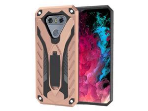 Shockproof Heavy Duty Rugged Defender Case Cover with Kickstand for LG G6 Case, Rose Gold