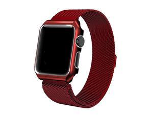 Magnetic Metal Mesh Replacement Watch Band Strap for Apple Watch Band iwatch band Series 1 / Series 2 / Series 3 / Series 4 / Series 5 / Series 6 / Series SE, 38mm / 40mm, Red