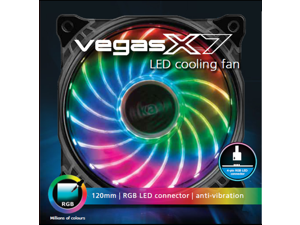 Akasa Vegas X7 120 x 120 x 25mm Motherboard Control LED Fan Akasa Vegas X7 120 x 120 x 25mm Motherboard Control LED Fan