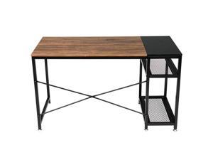 51" Splicing Desk Computer Corner Desk, Home Desk, Home Office Desks with Moveable Shelf, with 2 Shelves Rustic Space-Saving, Easy to Assemble, Brown & Black 51" Splicing Desk Computer Corner Desk, Home Desk, Home Office Desks with Moveable Shelf, with 2 Shelves Rustic Space-Saving, Easy to Assemble, Brown & Black