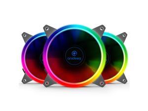 Anidees AI Aureola V2 Wireless RGB LED 120mm PWM Case Fan (3 Packs), with Remote Control