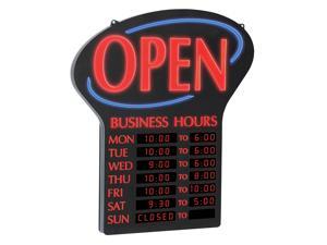 NEWON LED Open Sign with Digital Business Hours, 20.4"