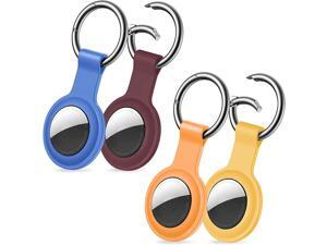 TENNTOOSI 4 Pcs Silicone Case with Ring Designed for AirTag Protective Case Cover AirTags Holder (2021), Blue Plum Orange Yellow TENNTOOSI 4 Pcs Silicone Case with Ring Designed for AirTag Protective Case Cover AirTags Holder (2021), Blue Plum Orange Yellow