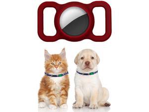 Protective Case for Air Tag Dog Collar Holder,2-Pack Silicone Air Tag Holder for Pets Portable Air Tag Case for Dog Collar Anti-Lost Air Tag Holder for Pets Black & Red 