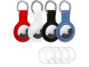 4 Pack AirTag Case for Apple AirTag TrackerAirTags Holder with AntiLost Design Air Tag Key Ring Cases Air Tags Protective Cover Airtag Key Chain Loop Holders Silicone for Luggage Dog Cat Pet