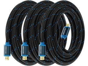HDMI Cable 4K Ultra HD 9 Foot (3 Pack) Nylon Braided HDMI 2.0 Cable, High Speed 18Gbps 4K@60Hz HDR, 3D, 2160p, 1080p, HDCP 2.2, ARC, HDMI Cables for Monitors, HDTV HDMI Cable 4K Ultra HD 9 Foot (3 Pack) Nylon Braided HDMI 2.0 Cable, High Speed 18Gbps 4K@60Hz HDR, 3D, 2160p, 1080p, HDCP 2.2, ARC, HDMI Cables for Monitors, HDTV
