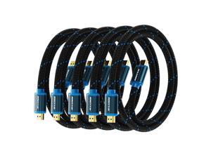 HDMI Cable 4K Ultra HD 1 Foot (5 Pack) Nylon Braided HDMI 2.0 Cable, High Speed 18Gbps 4K@60Hz HDR, 3D, 2160p, 1080p, HDCP 2.2, ARC, HDMI Cables for Monitors, HDTV HDMI Cable 4K Ultra HD 1 Foot (5 Pack) Nylon Braided HDMI 2.0 Cable, High Speed 18Gbps 4K@60Hz HDR, 3D, 2160p, 1080p, HDCP 2.2, ARC, HDMI Cables for Monitors, HDTV