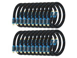 HDMI Cable 4K Ultra HD 1 Foot (20 Pack) Nylon Braided HDMI 2.0 Cable, High Speed 18Gbps 4K@60Hz HDR, 3D, 2160p, 1080p, HDCP 2.2, ARC, HDMI Cables for Monitors, HDTV HDMI Cable 4K Ultra HD 1 Foot (20 Pack) Nylon Braided HDMI 2.0 Cable, High Speed 18Gbps 4K@60Hz HDR, 3D, 2160p, 1080p, HDCP 2.2, ARC, HDMI Cables for Monitors, HDTV