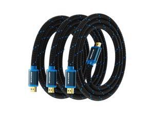 HDMI Cable 4K Ultra HD 6 Foot (3 Pack) Nylon Braided HDMI 2.0 Cable, High Speed 18Gbps 4K@60Hz HDR, 3D, 2160p, 1080p, HDCP 2.2, ARC, HDMI Cables for Monitors, HDTV HDMI Cable 4K Ultra HD 6 Foot (3 Pack) Nylon Braided HDMI 2.0 Cable, High Speed 18Gbps 4K@60Hz HDR, 3D, 2160p, 1080p, HDCP 2.2, ARC, HDMI Cables for Monitors, HDTV