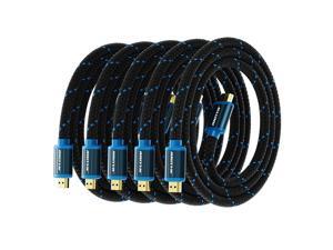 HDMI Cable 4K Ultra HD 6 Foot (5 Pack) Nylon Braided HDMI 2.0 Cable, High Speed 18Gbps 4K@60Hz HDR, 3D, 2160p, 1080p, HDCP 2.2, ARC, HDMI Cables for Monitors, HDTV HDMI Cable 4K Ultra HD 6 Foot (5 Pack) Nylon Braided HDMI 2.0 Cable, High Speed 18Gbps 4K@60Hz HDR, 3D, 2160p, 1080p, HDCP 2.2, ARC, HDMI Cables for Monitors, HDTV
