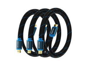 HDMI Cable 4K Ultra HD 1 Foot (3 Pack) Nylon Braided HDMI 2.0 Cable, High Speed 18Gbps 4K@60Hz HDR, 3D, 2160p, 1080p, HDCP 2.2, ARC, HDMI Cables for Monitors, HDTV HDMI Cable 4K Ultra HD 1 Foot (3 Pack) Nylon Braided HDMI 2.0 Cable, High Speed 18Gbps 4K@60Hz HDR, 3D, 2160p, 1080p, HDCP 2.2, ARC, HDMI Cables for Monitors, HDTV