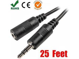 Monoprice 100646 25-Feet 3.5mm Stereo Plug/Plug M/M Cable Black 