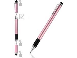 Stylus Pen for Touch Screens Devices, Digital Pen, Frishare 4-in-1 Universal Capacitive Stylus with Ink Ballpoint Pens& Disc& Fiber& Mesh Tip, Compatible with iPhone, iPad, Tablets and More (Rose Gold
