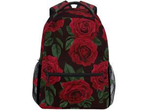 ALAZA Red Butterfly & Flower Floral Stylish Large Backpack Personalized Laptop iPad Tablet Travel School Bag with Multiple Pockets