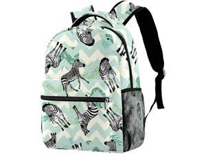 Casual School Backpack Wavy Abstract Blue Print Laptop Rucksack Multi-Functional Daypack Book Satchel