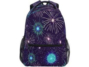 Laptop Backpack Boys Grils - Colorful Fireworks Night Sky School Bookbags Computer Daypack for Travel Hiking Camping