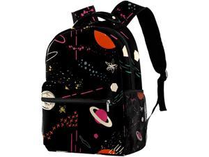 Boys 15" Backpack Bookbag Adjustable Straps Blue & Orange Space Print 