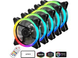 upHere RGB Case Fan Wireless RGB LED 120mm FanQuiet Edition High Airflow Adjustable Color LED Case Fan for PC Cases-5 PackRGB123-5 upHere RGB Case Fan Wireless RGB LED 120mm FanQuiet Edition High Airflow Adjustable Color LED Case Fan for PC Cases-5 PackRGB123-5