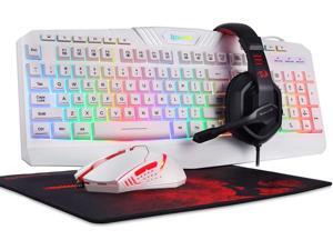 S101 Wired RGB Backlit Gaming Keyboard and Mouse Gaming Mouse Pad Gaming Headset Combo All in ONE PC Gamer Bundle for Windows PC ?C (White) S101 Wired RGB Backlit Gaming Keyboard and Mouse Gaming Mouse Pad Gaming Headset Combo All in ONE PC Gamer Bundle for Windows PC ?C (White)