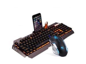 Color : Black axis JINXUXIONGDI RGB Game Mechanical Mouse Keyboard Set USB Interface Wired Backlit Game Home Office Computer Notebook Typing White, Black Axis, Blue Axis