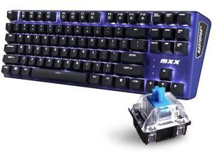 Rantopad MXX Mechanical Gaming Keyboard - 87 Keys,White Backlit, Blue Switches, Blue Aluminum Cover, N-Key Rollover
