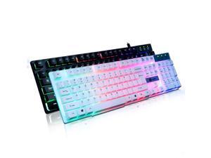 BHGFCGYUH LED Rainbow Color 104 Keys Backlight Adjustable Gaming Game USB Wired Keyboard Mouse Set PC Tablet Desktop