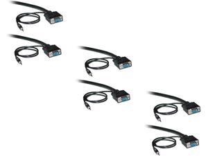 3 Pack Shielded SVGA Cable with 3.5mm Audio GOWOS Coaxial Construction Black HD15 Male 15 Feet Double Shielded