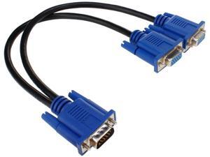 SAYTAY VGA Monitor Y-Splitter CableVGA 1 Male to Dual 2 VGA Female Adapter Converter Video Cable for Screen Duplication - 1 Foot(Blue) SAYTAY VGA Monitor Y-Splitter CableVGA 1 Male to Dual 2 VGA Female Adapter Converter Video Cable for Screen Duplication - 1 Foot(Blue)