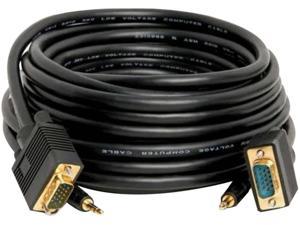 SVGA Cable with 3.5mm Audio Black HD15 Male Coaxial Construction Double Shielded 35 Feet CNE579351