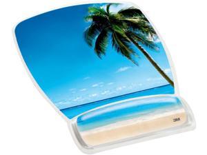3M Precise Mouse Pad with Gel Wrist Rest, Soothing Gel Comfort with Durable, Easy to Clean Cover, Optical Mouse Performance, Fun Beach Design (MW308BH), Blue Beach,9"7.5"