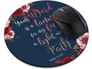 Non-Slip Round Mousepad, Christian Bible Verses Psalm 119:105 Mouse Pad for Home, Office and Gaming Desk Non-Slip Round Mousepad, Christian Bible Verses Psalm 119:105 Mouse Pad for Home, Office and Gaming Desk
