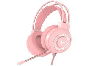Gaming Headset Wired Headphones G60 Gamer Headphone LED Luminous Surround Sound Headset Pink