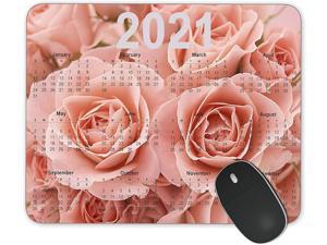 JNKPOAI 2021 Rose Calendar Mouse Pad Custom Mouse Pad Anti-Slip Mouse Pad for Office (Rose Calendar, Square)