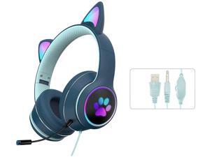 Gaming Headset Cat Ear Headphone with RGB LED Light Microphone Stereo Sound Glowing Over-Ear Gaming Headsets for Kids and Adult Gaming Headset Cat Ear Headphone with RGB LED Light Microphone Stereo Sound Glowing Over-Ear Gaming Headsets for Kids and Adult