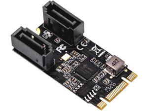 IO CREST M.2 B+M Key to SATA III 2 Ports Expansion Card Jmicro JMB582 Chipset, Add Two SATA 3.0 Devices to Any M.2 2242 Slot SI-ADA40149