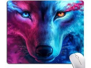 Blue and Purple Wolf Mouse Pad, Cool Mouse Pad, Custom Gaming Mouse Pads Non-Slip Rubber MousePads for Computers Laptop Office