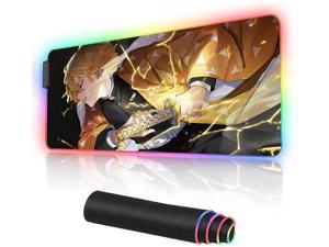 RGB Mouse pad Anime Zenitsu Agatsuma Custom Design Mousepad,Mouse Pads with Non-Slip Rubber Base,Stitched Edges Mouse mat,Washable Desk pad for Computer Keyboard mice Laptop & PC,35.4x15.7 inch