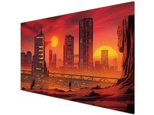 Xushop Gaming Mouse Pad, Large Extended Mouse Pad with Stitched Edge (35.4x15.7 in) XXL Desk Mat for Gamer, Office & Home (90x40 suncitydown002)