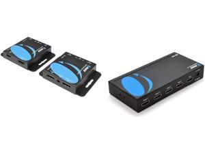 OREI 164-Feet HDMI Extender Over Single CAT5e/CAT6 up to 1080p, Full HD, Loop Out Option & 4K 1x4 HDMI Splitter by OREI - 1 Port to 4 HDMI Display Duplicate/Mirror - HD-104 Black OREI 164-Feet HDMI Extender Over Single CAT5e/CAT6 up to 1080p, Full HD, Loop Out Option & 4K 1x4 HDMI Splitter by OREI - 1 Port to 4 HDMI Display Duplicate/Mirror - HD-104 Black
