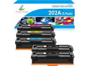 TRUE IMAGE Compatible Toner Cartridge Replacement for HP 202A CF500A 202X HP Color Pro MFP M281fdw M281cdw M254dw M281fdn M254dn M254nw M281 M254 Toner Printer Ink (Black Cyan Yellow Magenta, 5-Pack)