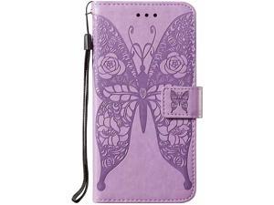 FlipBird Wallet Case Compatible with Galaxy S10 Plus PU Butterfly Embossed Wallet Case with Card Holder/Kickstand/Lanyard Flip Cover for Samsung Galaxy S10 Plus Purple