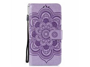 FlipBird Wallet Case Compatible with Oppo Realme 6 Pro Embossed Magnetic Closure Flip PU Leather Case Stand Cover with Credit Card Slots & Lanyard for Oppo Realme 6 Pro Light Purple