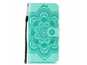FlipBird Wallet Case Compatible with Oppo Realme C11 Embossed Magnetic Closure Flip PU Leather Case Stand Cover with Credit Card Slots & Lanyard for Oppo Realme C11 Green
