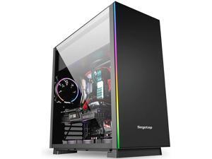 ATX Case, Gaming PC Case, Computer Case, Full-Side Transparent Desktop Host, E-ATX Slab Mid-Tower DIY Game Water Cooling, RGB Colorful Light Bar (Color : Black) ATX Case, Gaming PC Case, Computer Case, Full-Side Transparent Desktop Host, E-ATX Slab Mid-Tower DIY Game Water Cooling, RGB Colorful Light Bar (Color : Black)