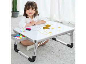 DOINUO [Large Size] Lap Desk, Great Children's Drawing Desks for Arts Crafts for Bed Couch Floor, Foldable Laptop Bed Table Tray with Drawer, Including Drawing Pen & Eraser, A-Dry Erase Boards Large