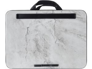 Lap Desk with Cushion and Briefcase to Contain Laptop Computer, Bed Desk or Sofa Desk, Laptop Stand Portable (White Marble)