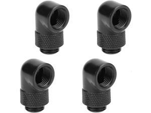 Floratek G1/4" 90 Degree Fitting Male to Female Extender Adapter Water Cooling Fittings Plug 90°Rotary Metal/Rigid/PETG Tubing Connector 4-Pack (Black)